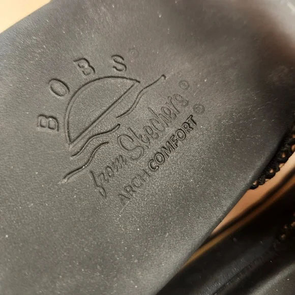 Bobs from Skechers Womens Black Woven Arch Comfort Platform Sandals 114329 BBK 9 - Picture 8 of 9